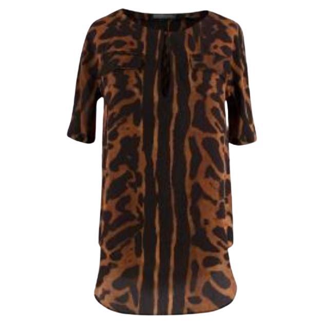 Alexander McQueen Leopard-print Silk Top For Sale