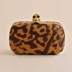 ALEXANDER MCQUEEN Leopard Print Skull Box Clutch Bag