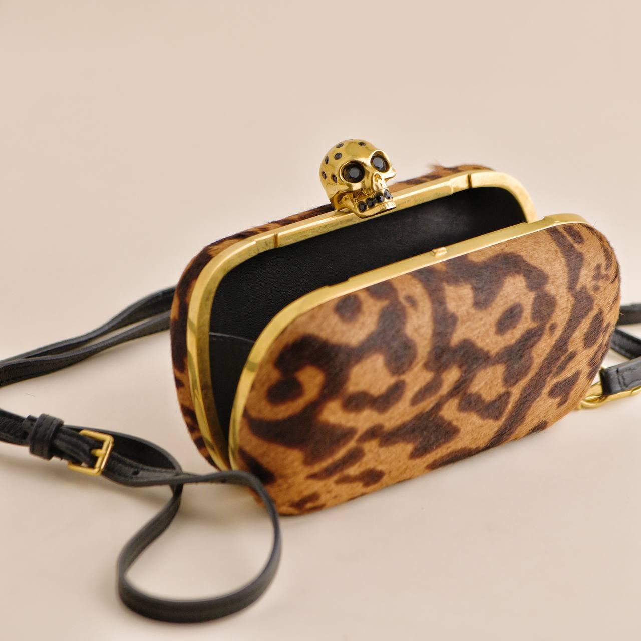 ALEXANDER MCQUEEN Leopard Print Skull Box Clutch Bag For Sale 2