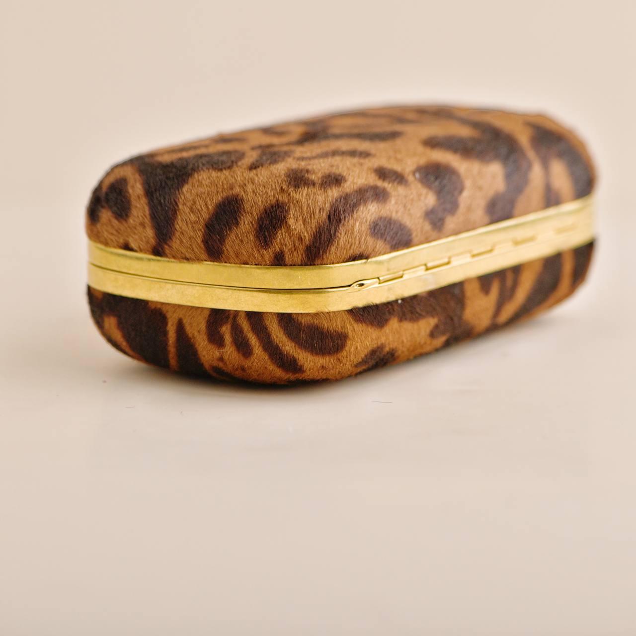 ALEXANDER MCQUEEN Leopard Print Skull Box Clutch Bag For Sale 3