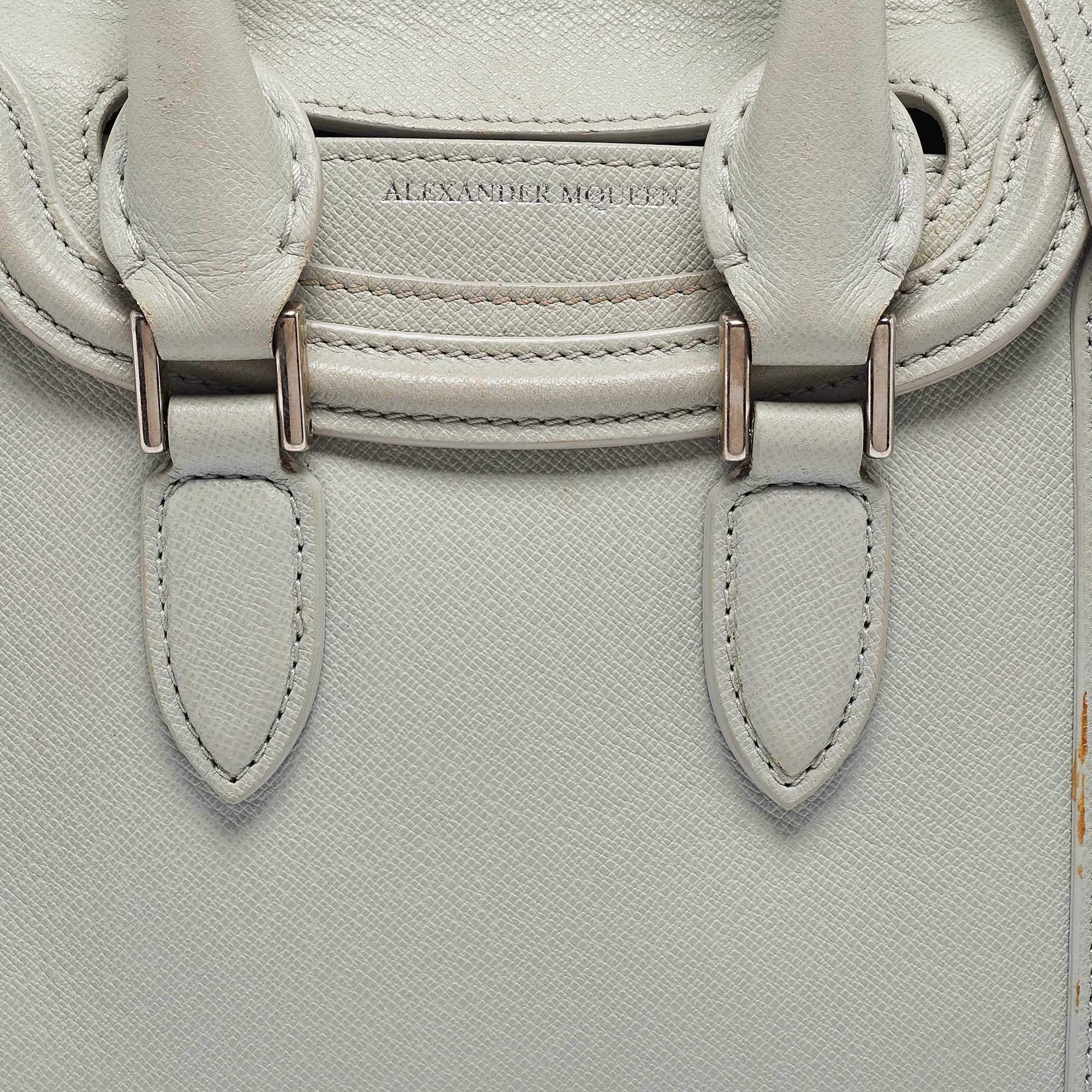 Women's Alexander McQueen Light Blue Leather Mini Heroine Shoulder Bag