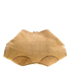 Alexander McQueen Light Brown Suede Medium Studded De Manta Clutch