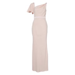 Alexander McQueen Light Pink Crepe Ruffle Sleeve Paneled Maxi Dress M