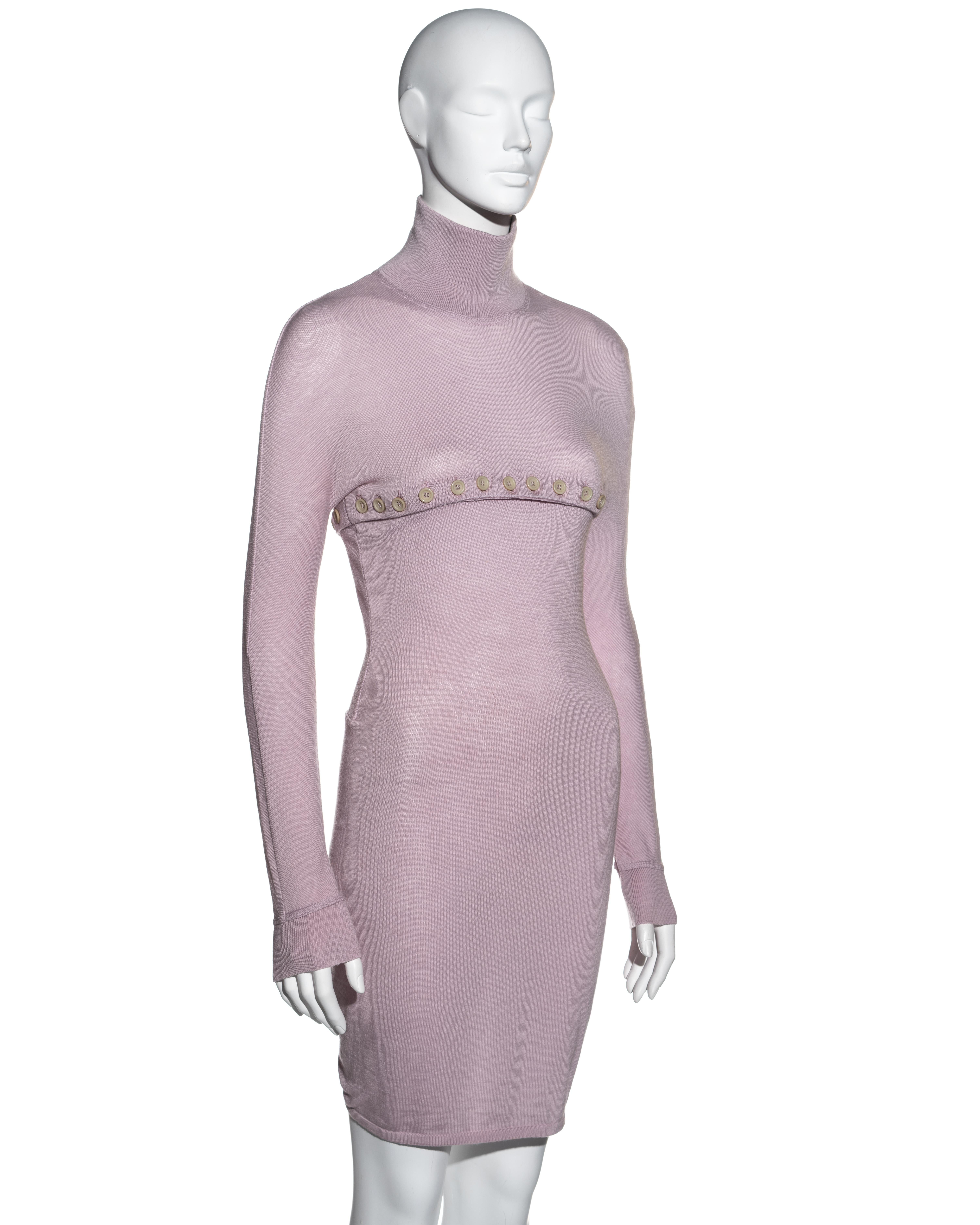 Alexander McQueen lilac wool button-up sweater dress, fw 1996 In Excellent Condition For Sale In London, GB
