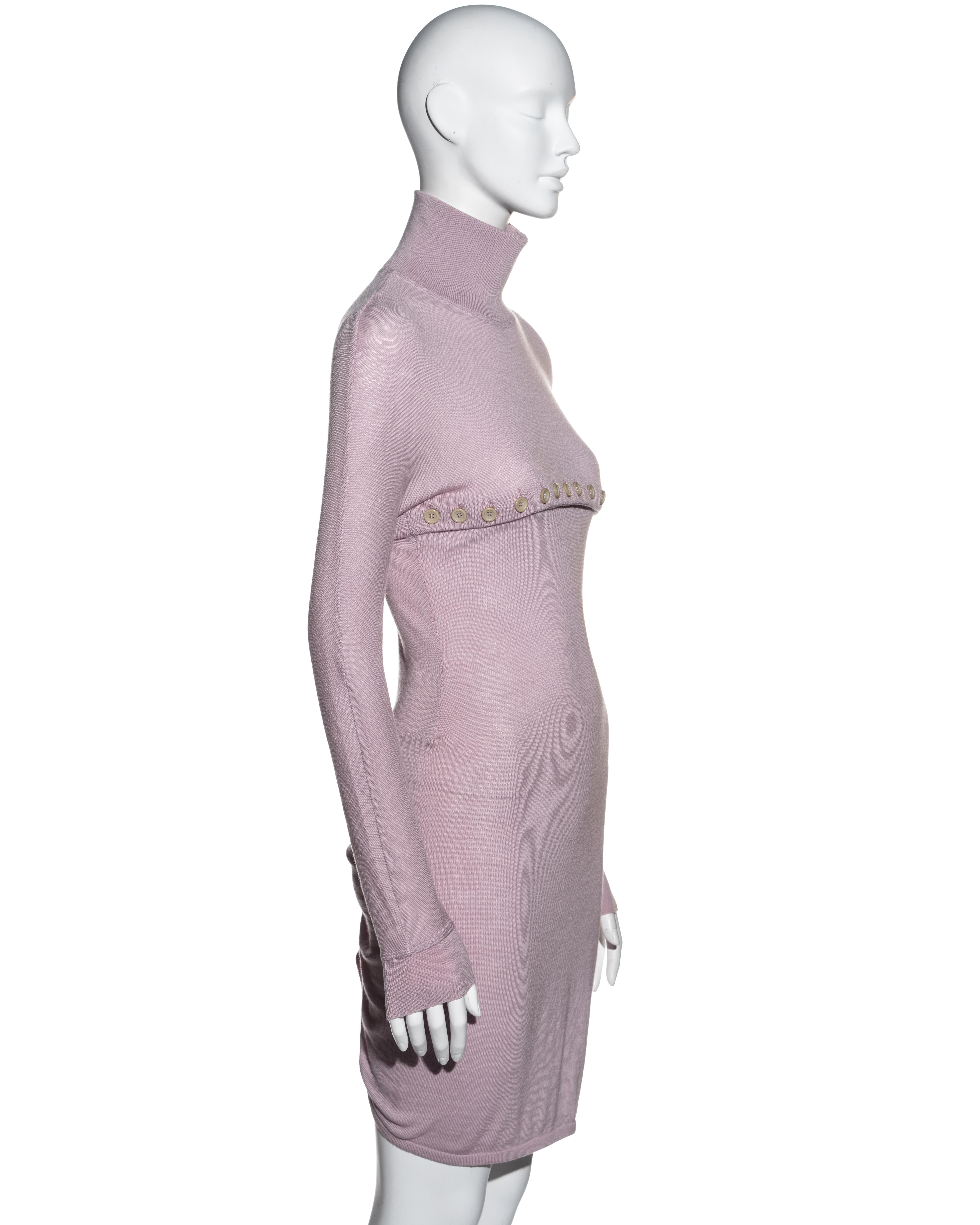 Women's Alexander McQueen lilac wool button-up sweater dress, fw 1996 For Sale