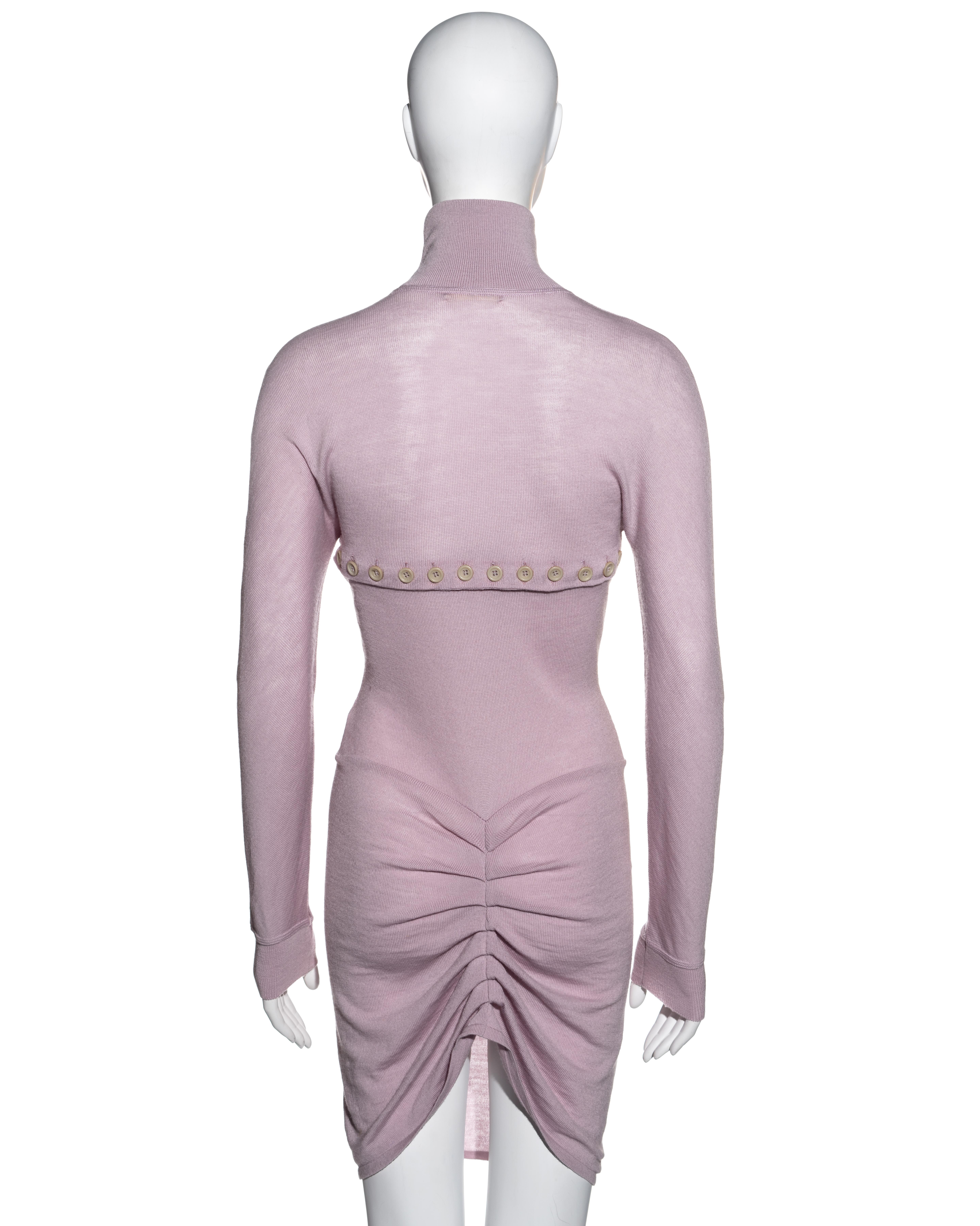 Alexander McQueen lilac wool button-up sweater dress, fw 1996 For Sale 1
