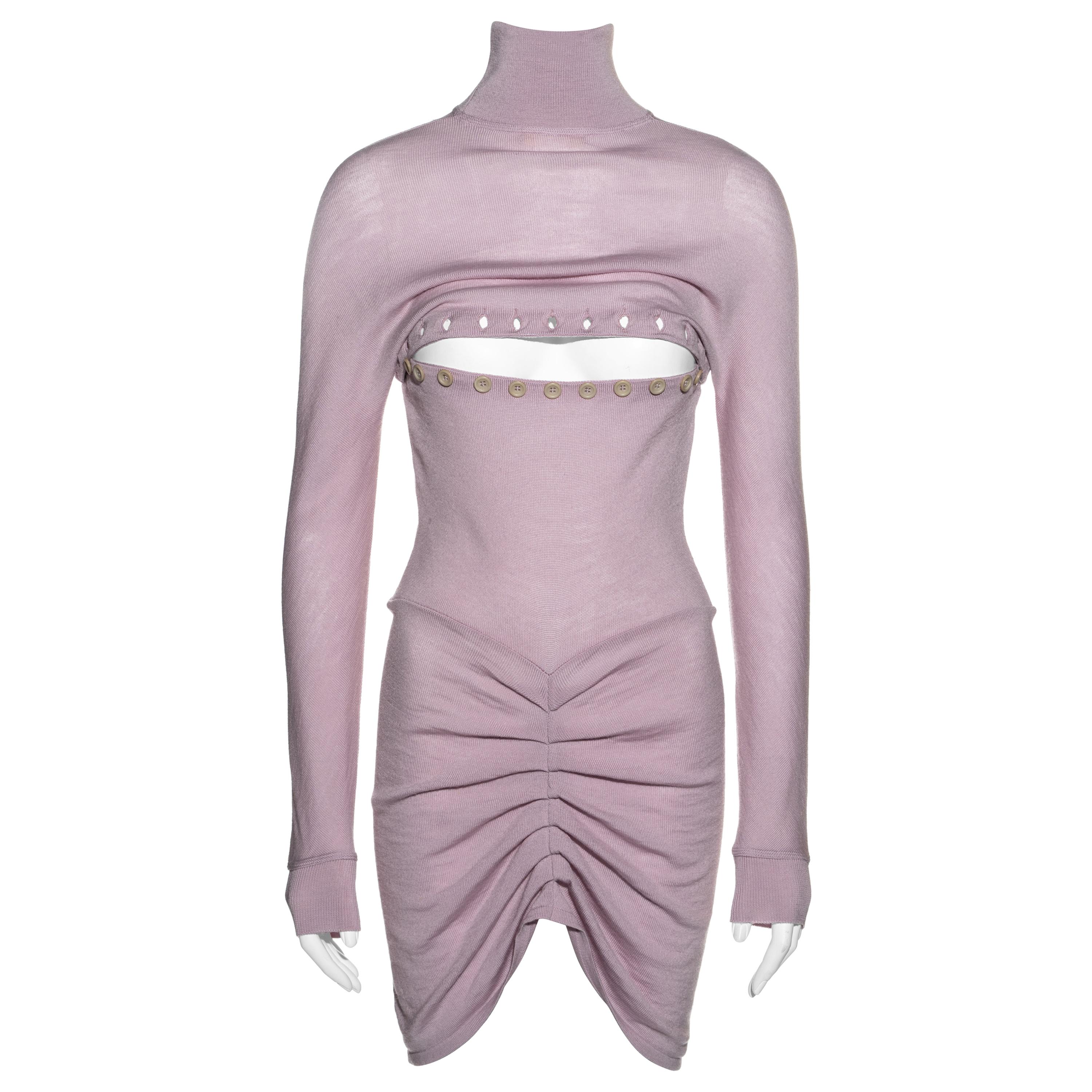 Alexander McQueen lilac wool button-up sweater dress, fw 1996