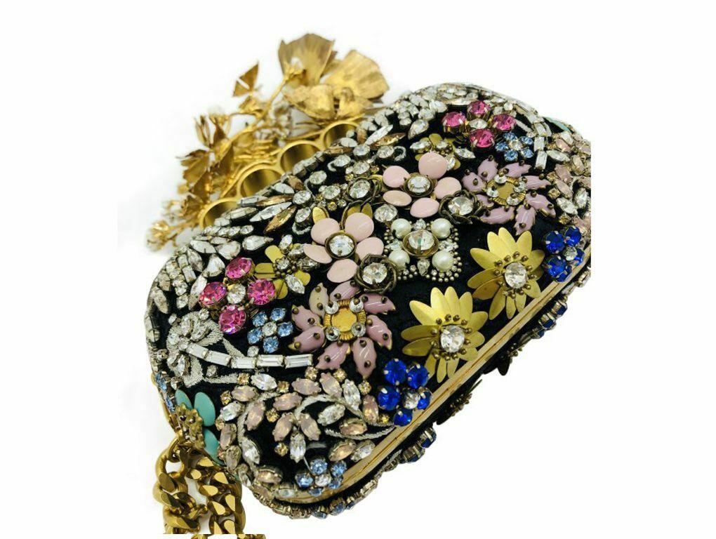 Brown Alexander McQueen Limited Edition Butterfly Floral Box Clutch - Beaded For Sale