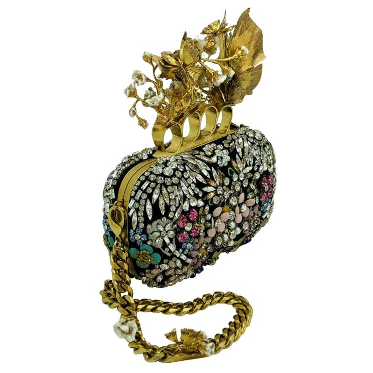 Alexander McQueen Limited Edition Butterfly Floral Box Clutch - Beaded For Sale