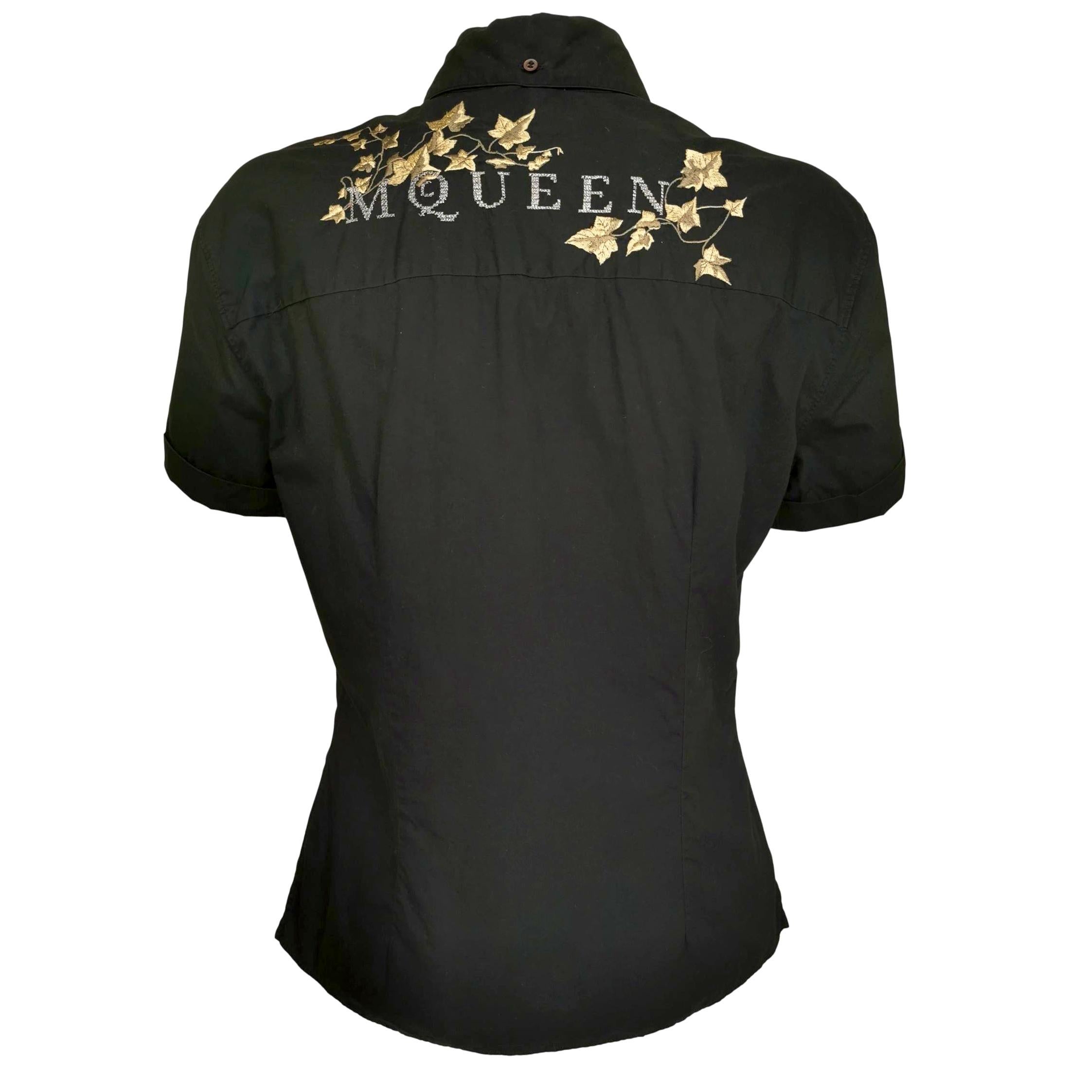 Alexander McQueen Logo Ivy Embroidered Shirt 1995 For Sale