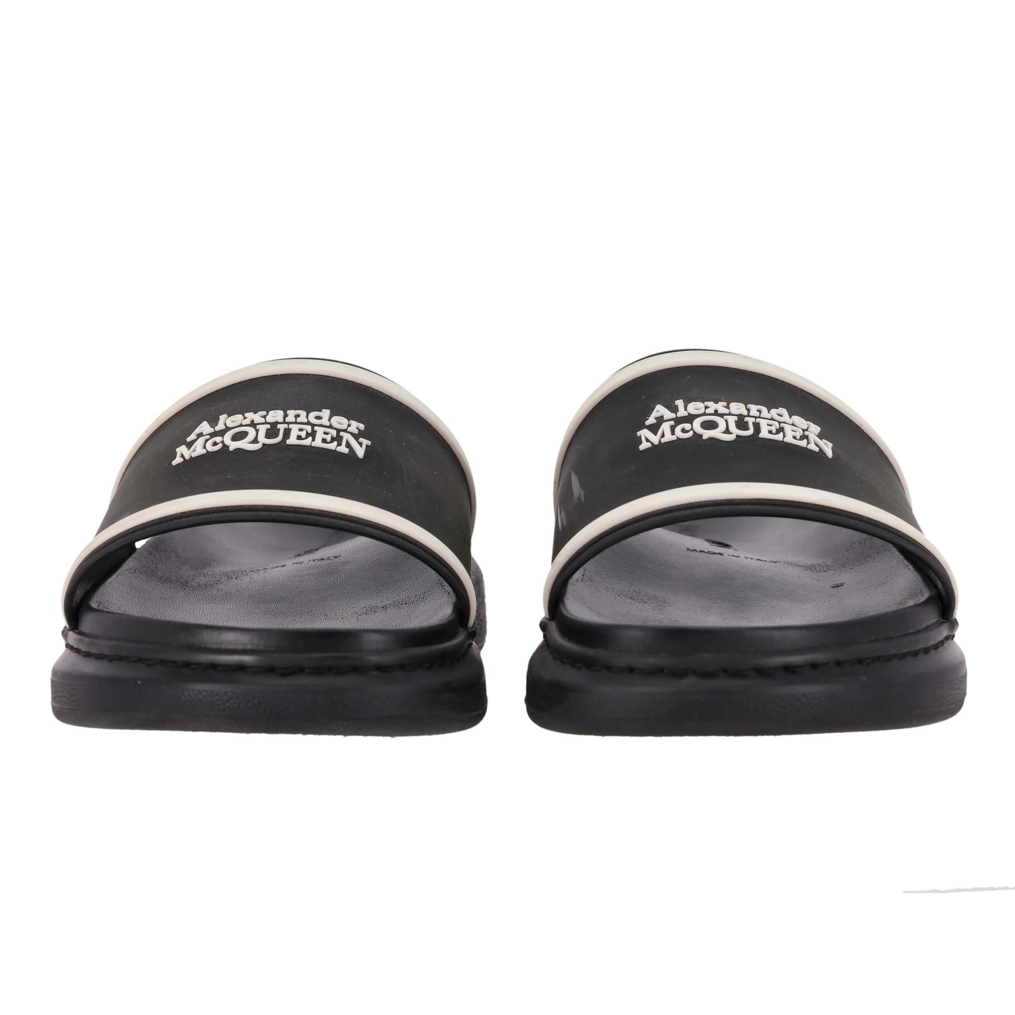 Black Alexander McQueen Logo Rubber Sliders For Sale