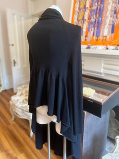Alexander McQueen Long Black Wool Cardigan w/Shorter Pleated Effect Back L