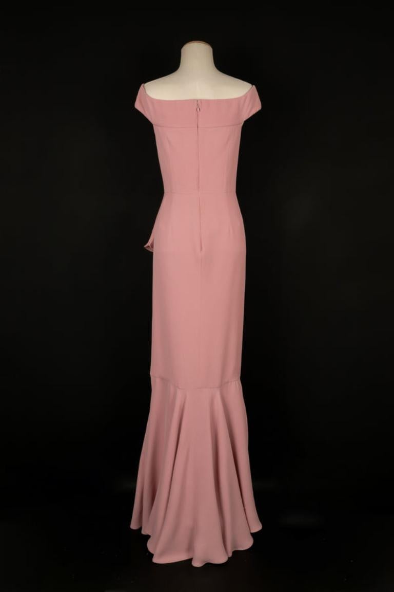 Brown Alexander McQueen Long Flounced Pink Silk Crepe Dress, circa 2016 For Sale
