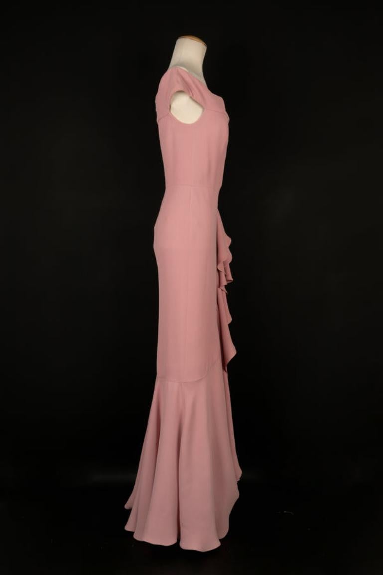 Alexander McQueen Long Flounced Pink Silk Crepe Dress, circa 2016 In Good Condition For Sale In SAINT-OUEN-SUR-SEINE, FR