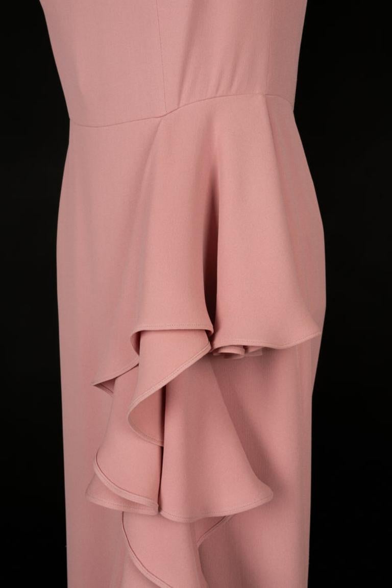 Women's Alexander McQueen Long Flounced Pink Silk Crepe Dress, circa 2016 For Sale