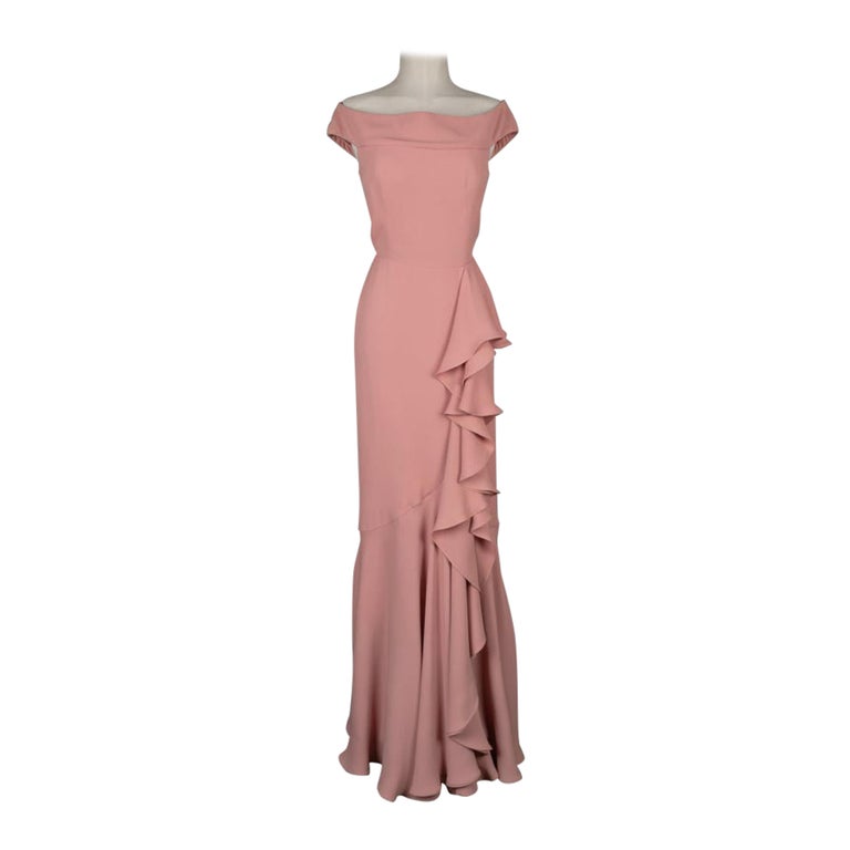 Alexander McQueen Long Flounced Pink Silk Crepe Dress, circa 2016