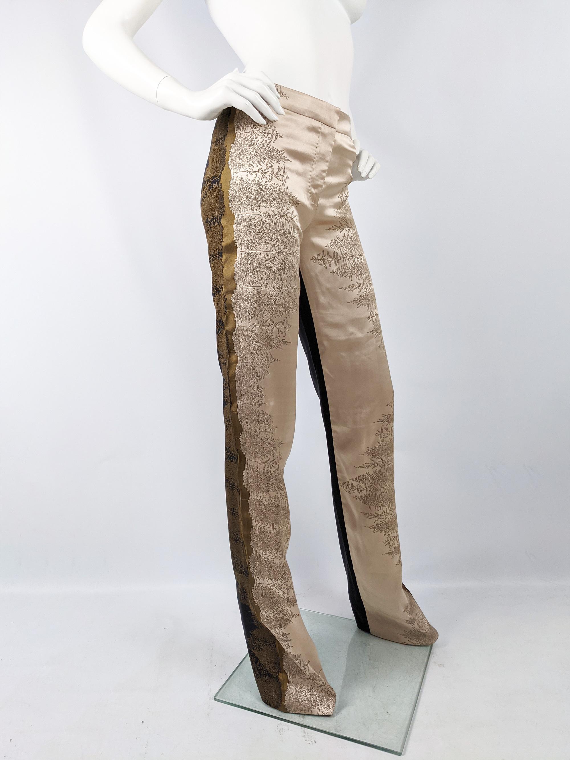 Alexander McQueen Long Silk Satin & Brocade Pants Trousers In Good Condition In Doncaster, South Yorkshire
