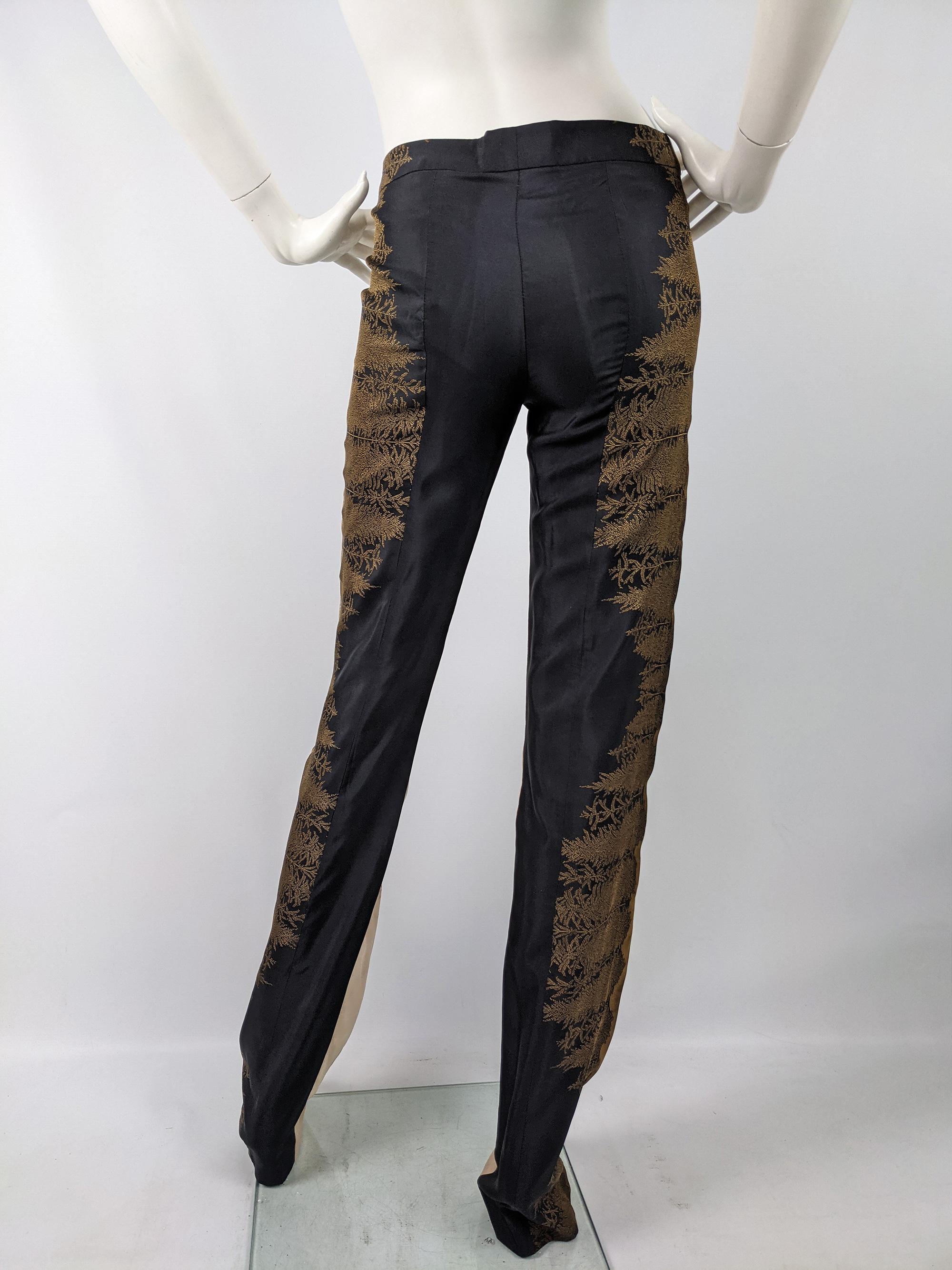 Women's Alexander McQueen Long Silk Satin & Brocade Pants Trousers