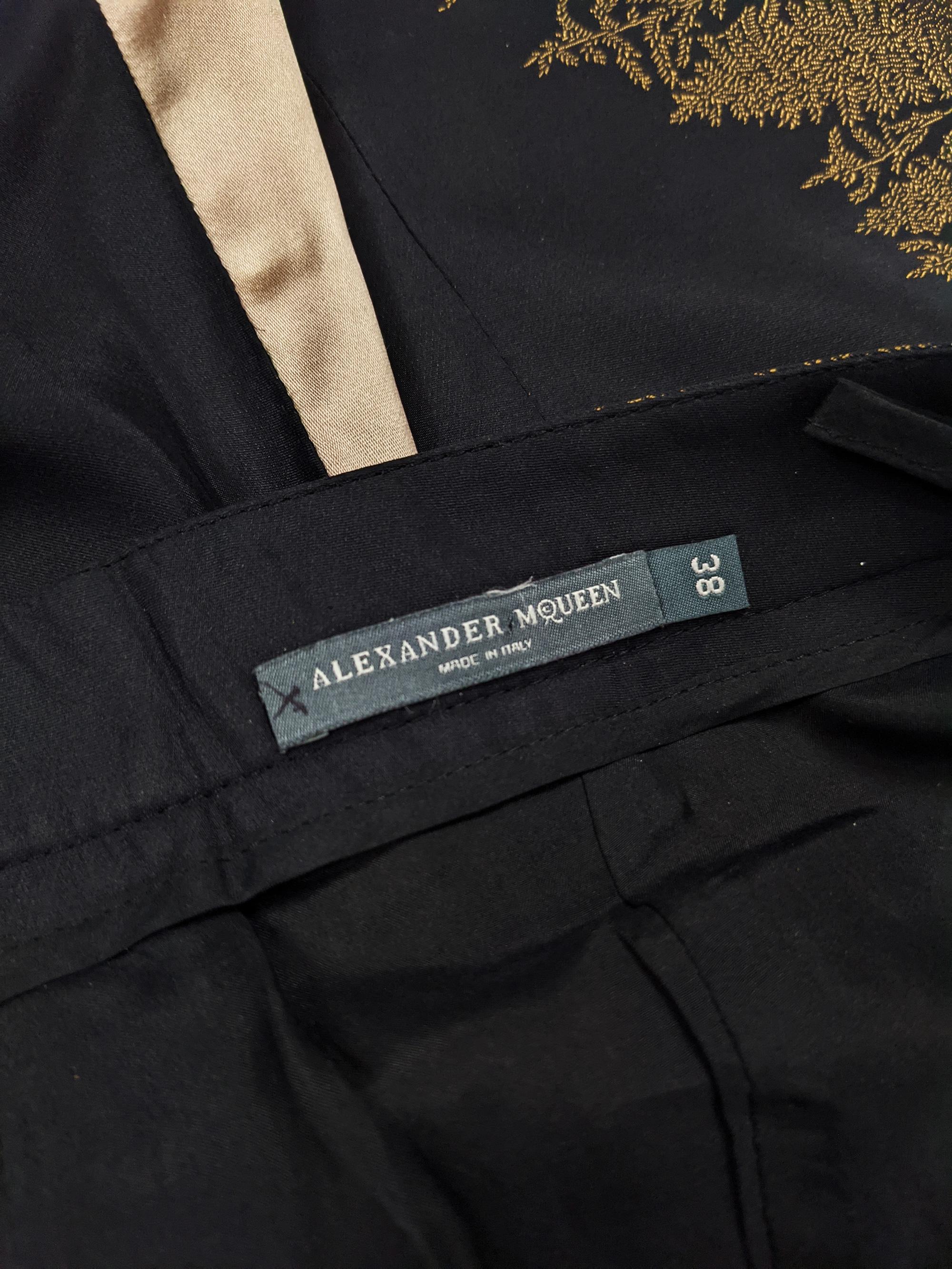 Alexander McQueen Long Silk Satin & Brocade Pants Trousers 1