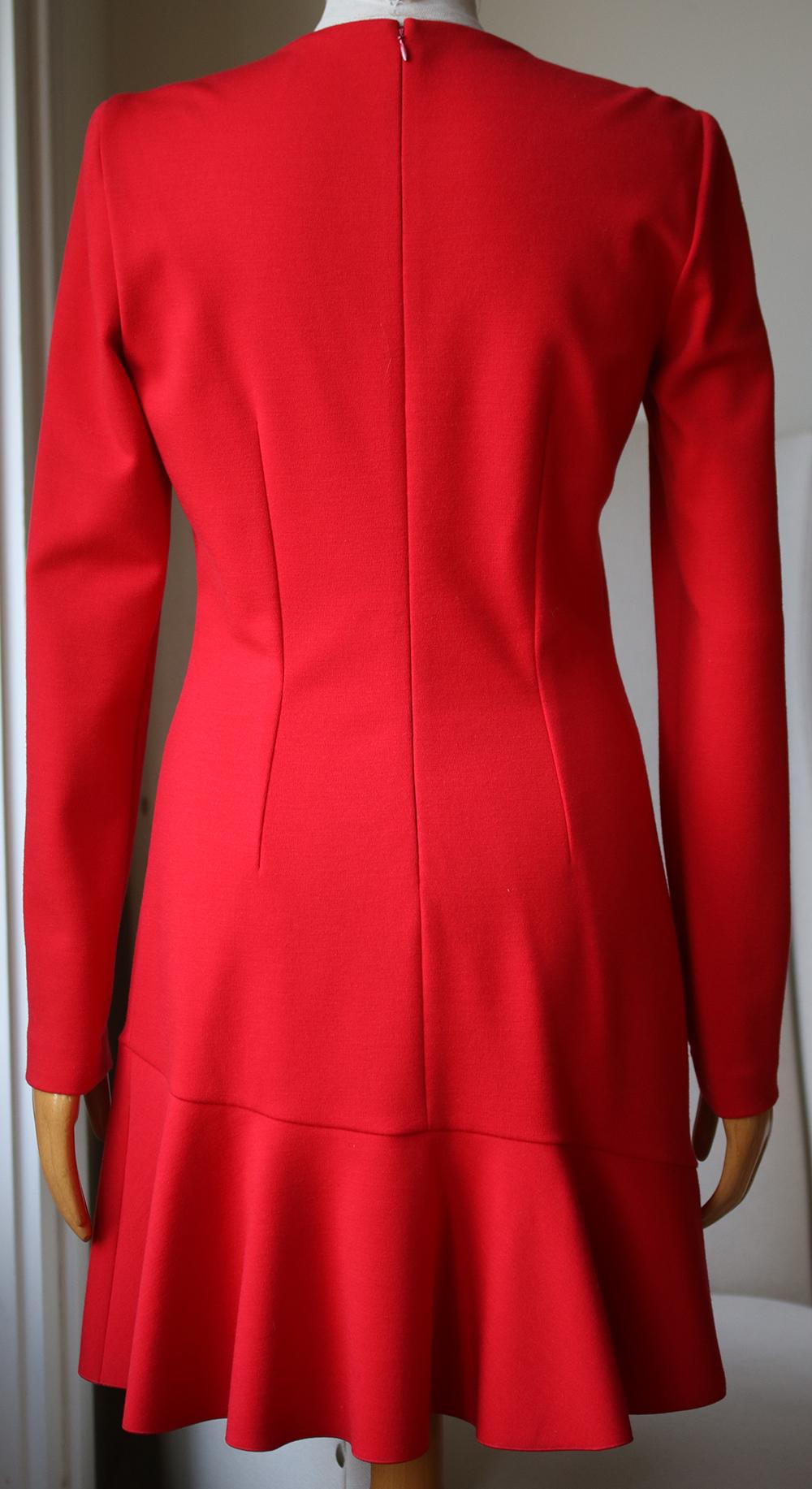 Red Alexander McQueen Long-Sleeve Frill Dress
