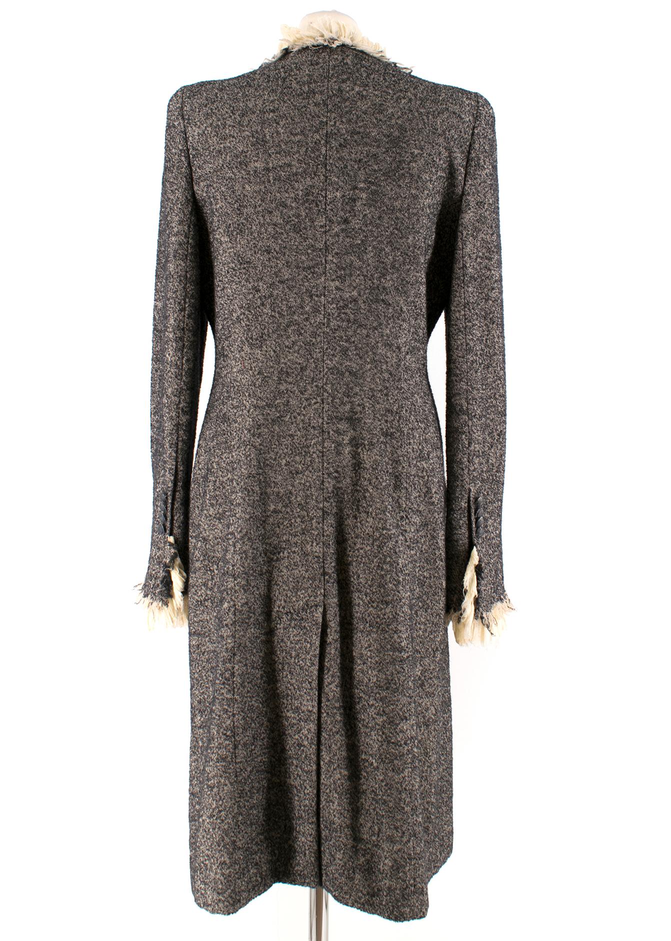 Black Alexander McQueen Long Wool-blend Tweed Coat US 10 For Sale