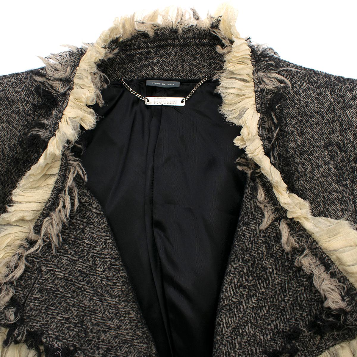 Alexander McQueen Long Wool-blend Tweed Coat US 10 In Excellent Condition For Sale In London, GB