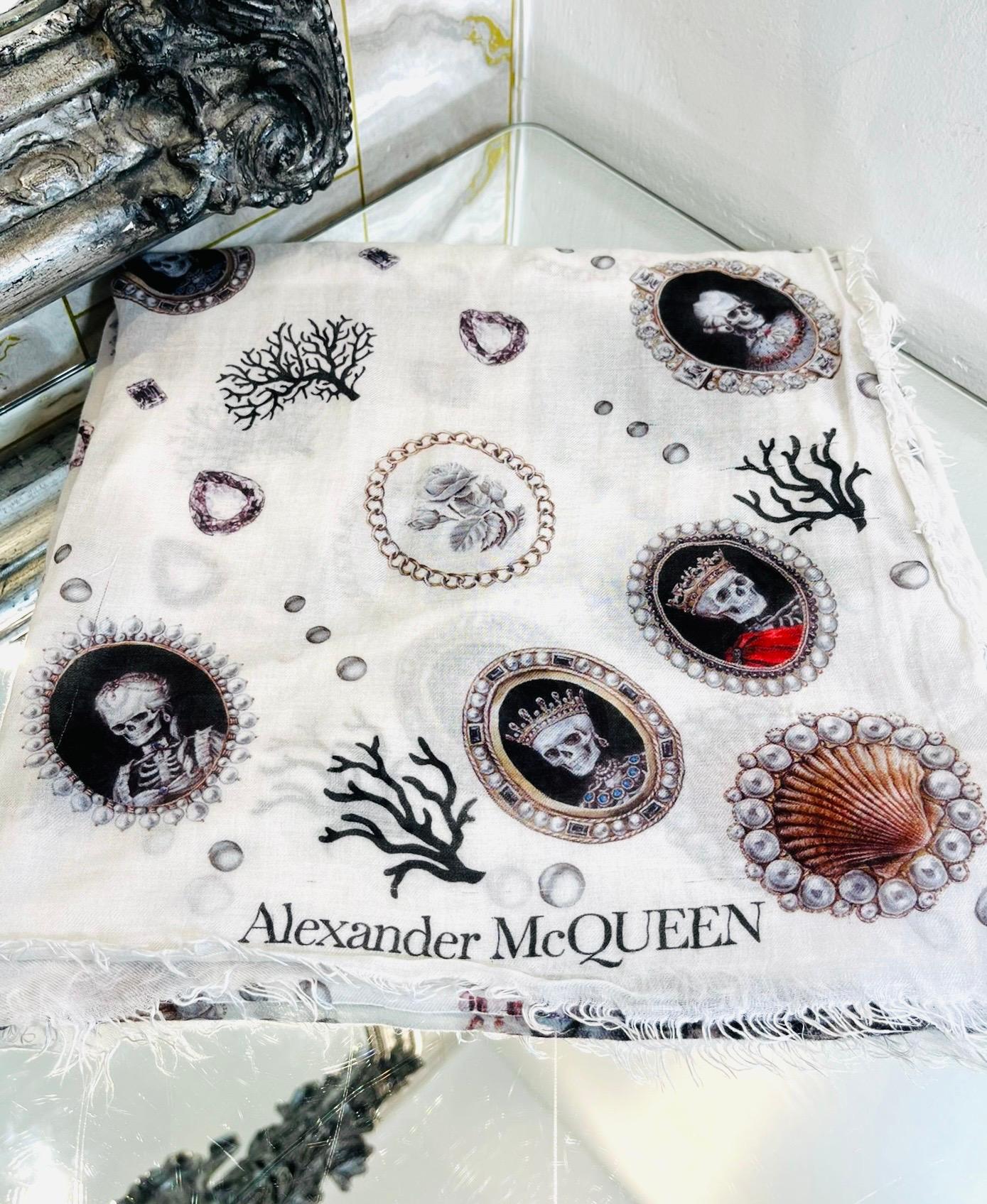 Gray Alexander McQueen 'Lost At Sea' Wool & Modal Scarf