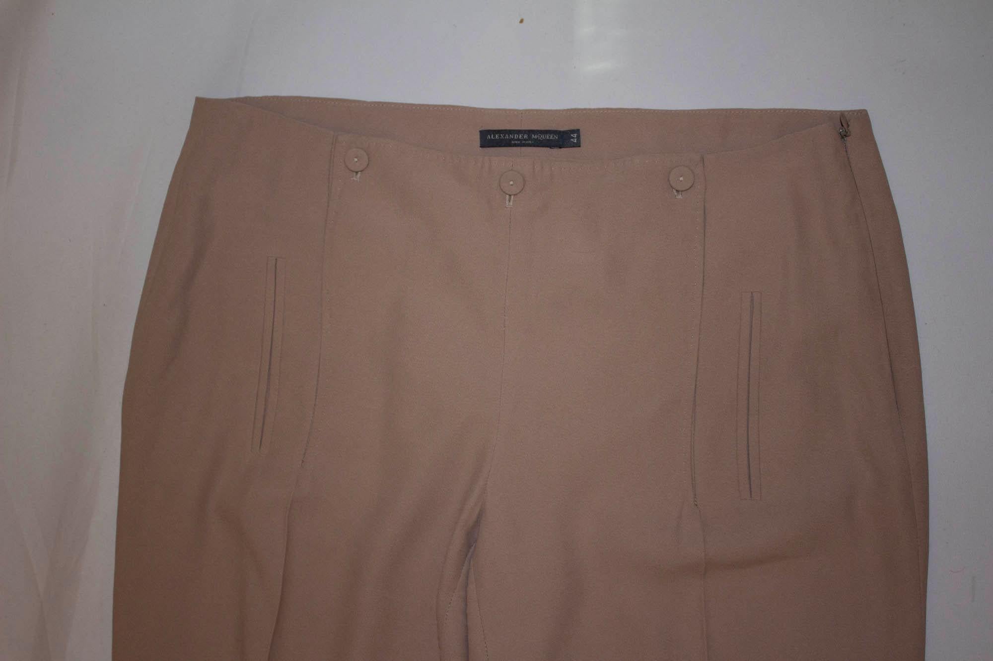 Alexander McQueen Mainline Beige Trousers In Good Condition For Sale In London, GB