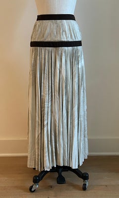 Alexander McQueen Marble Print Pleated Midi Skirt with Suede Detail, 2017