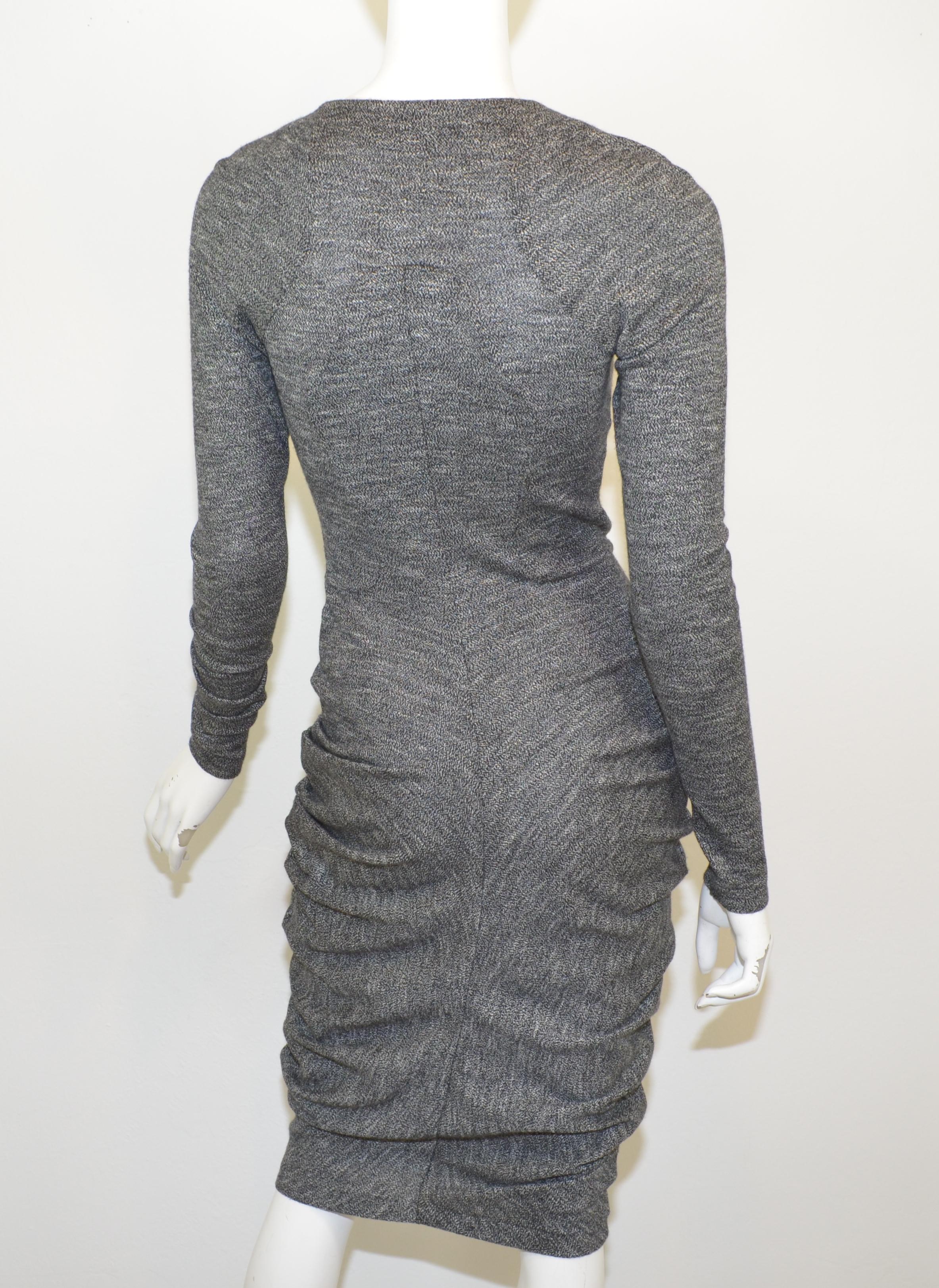 Gray Alexander McQueen Marled Knit Ruched Dress
