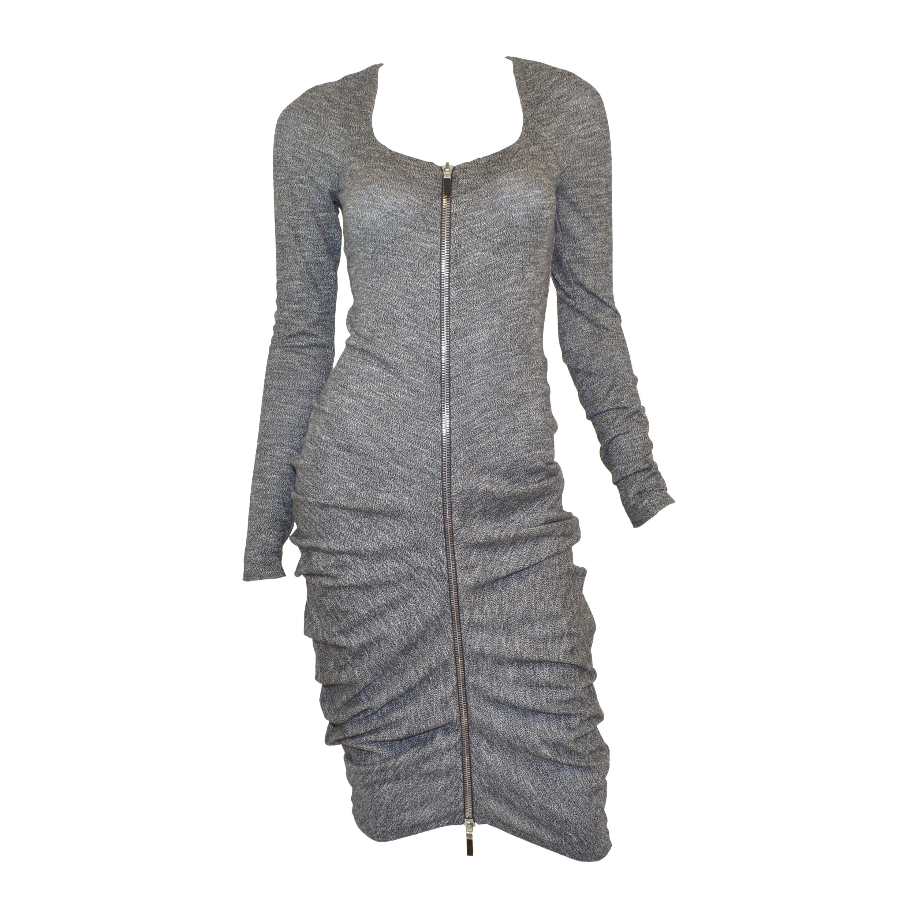Alexander McQueen Marled Knit Ruched Dress