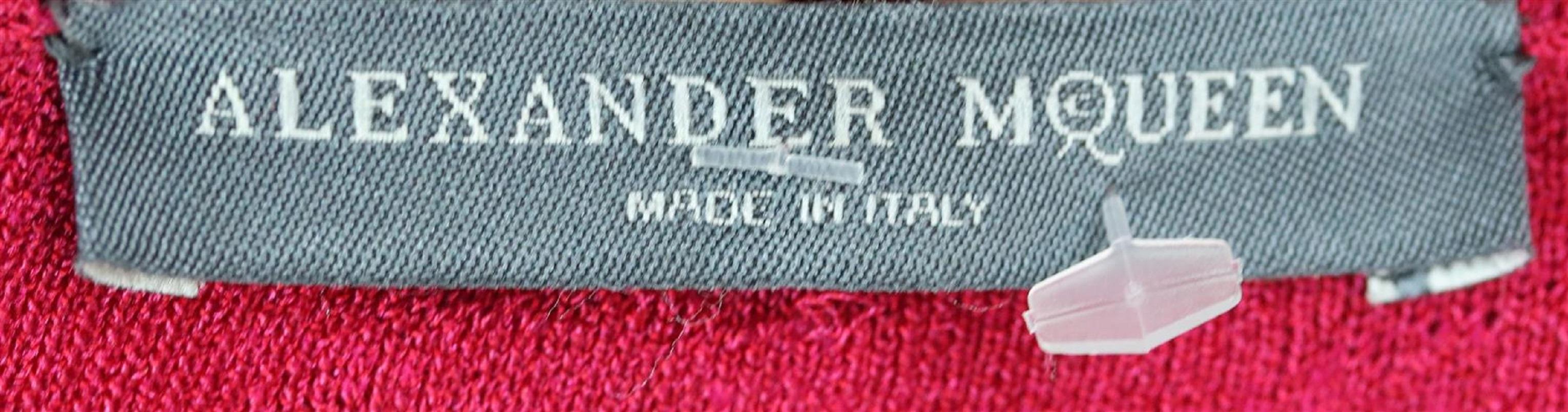 Red Alexander McQueen Matelassé Stretch Knit Dress Large