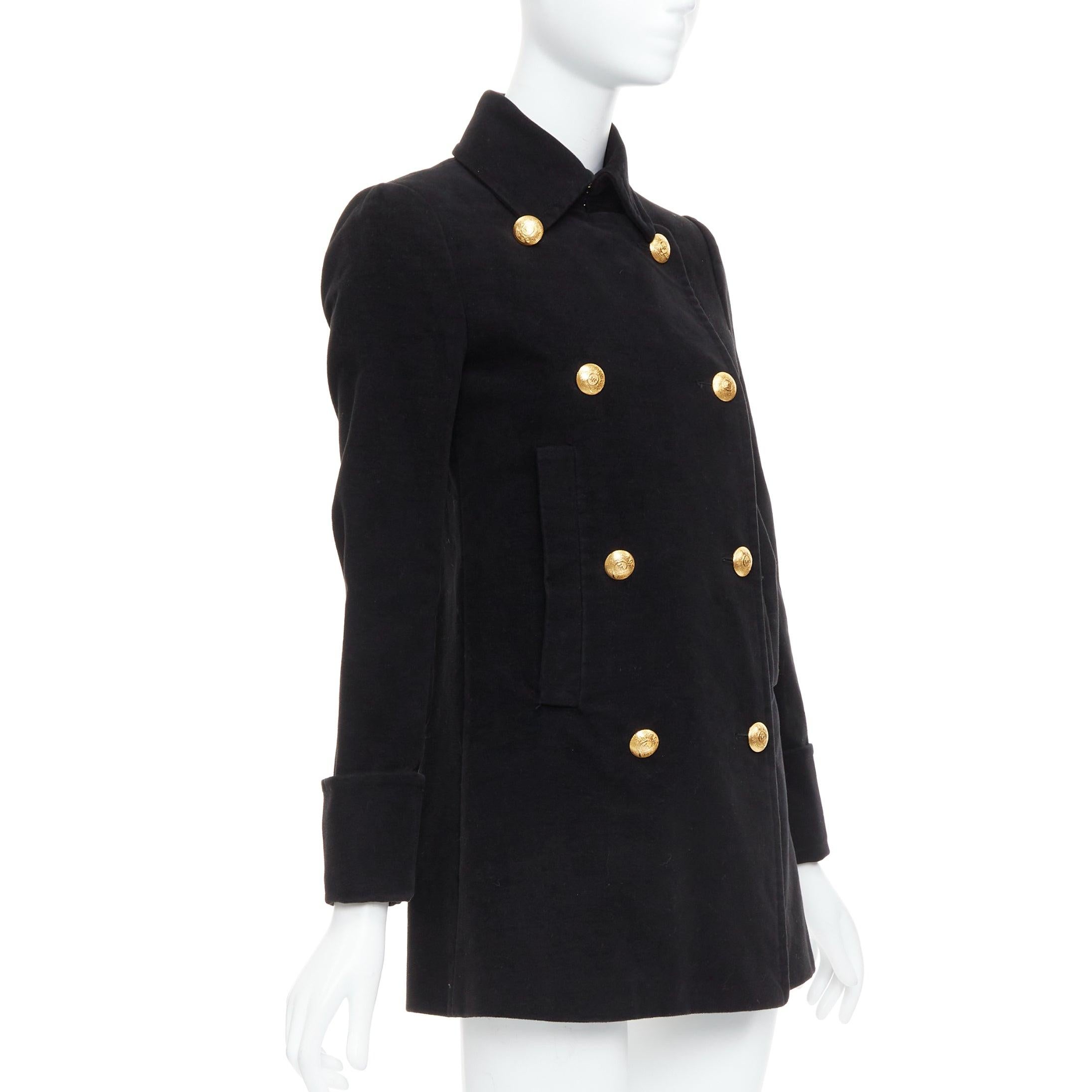 McQ Alexander McQueen cappotto doppio petto in cotone nero con bottoni dorati IT36 XXS In condizioni buone in vendita a Hong Kong, NT