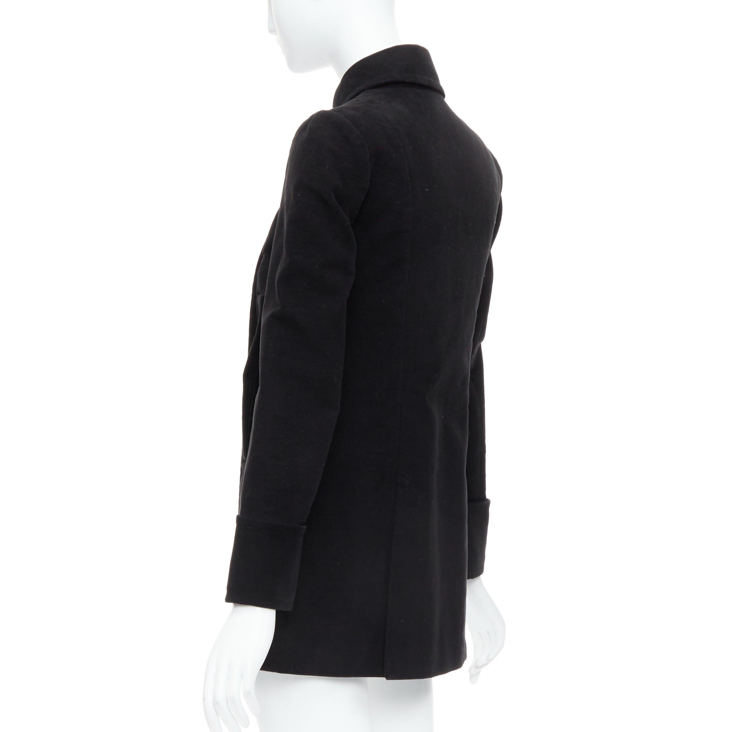 McQ Alexander McQueen cappotto doppio petto in cotone nero con bottoni dorati IT36 XXS in vendita 2