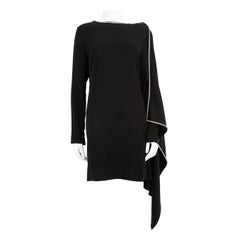 Alexander McQueen McQ Black Draped Crystal Trim Dress Size L