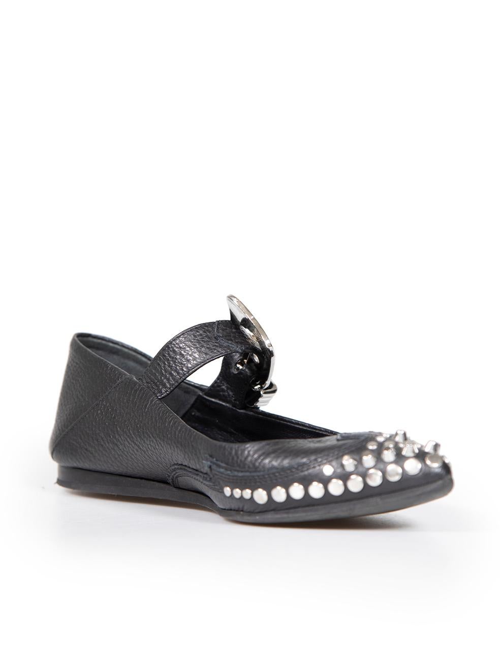 CONDITION is Very good. Minimal wear to shoes is evident. Minimal wear to the soles and outer-soles with abrasions and indents on this used McQ designer resale item.
 
 
 
 Details
 
 
 Black
 
 Leather
 
 Flats
 
 Point toe
 
 Buckle fastening
 
