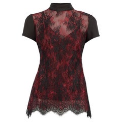 Alexander McQueen McQ by Alexander McQueen Red Floral Lace Top Size S