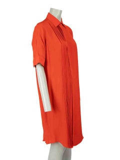Alexander McQueen McQ Orange Silk Mini Shirt Dress Size L