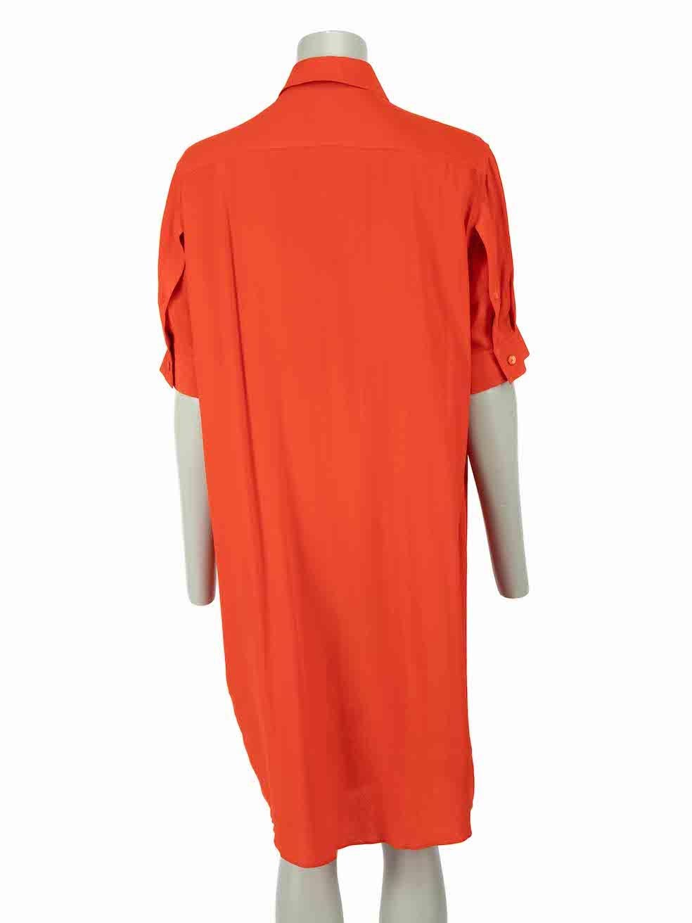 Alexander McQueen McQ Orange Silk Mini Shirt Dress Size L In Excellent Condition In London, GB