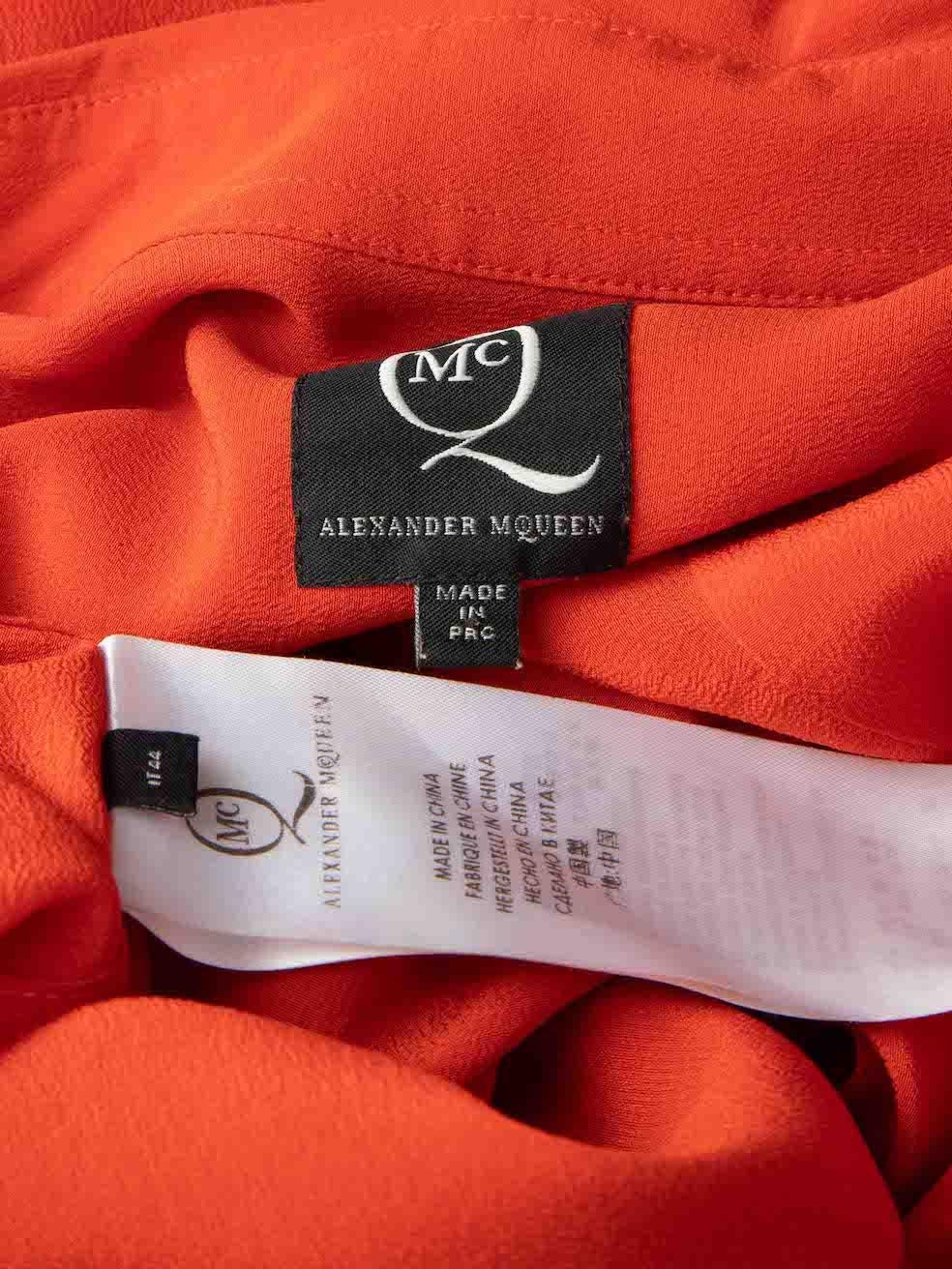 Women's Alexander McQueen McQ Orange Silk Mini Shirt Dress Size L