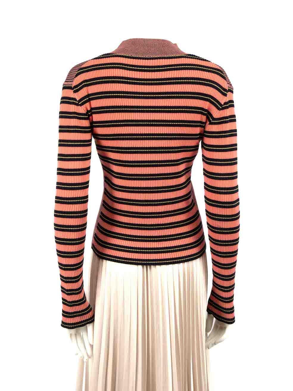 Alexander McQueen McQ Pink Cotton Knit Striped Top Size M In Good Condition In London, GB