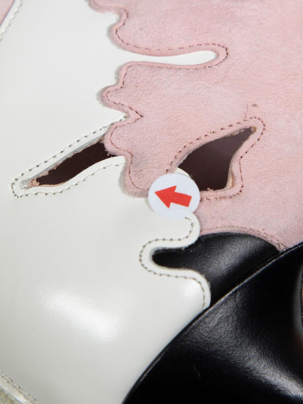 Alexander McQueen McQ Pink & White Leaf Cut Out Boots Size IT 39 1