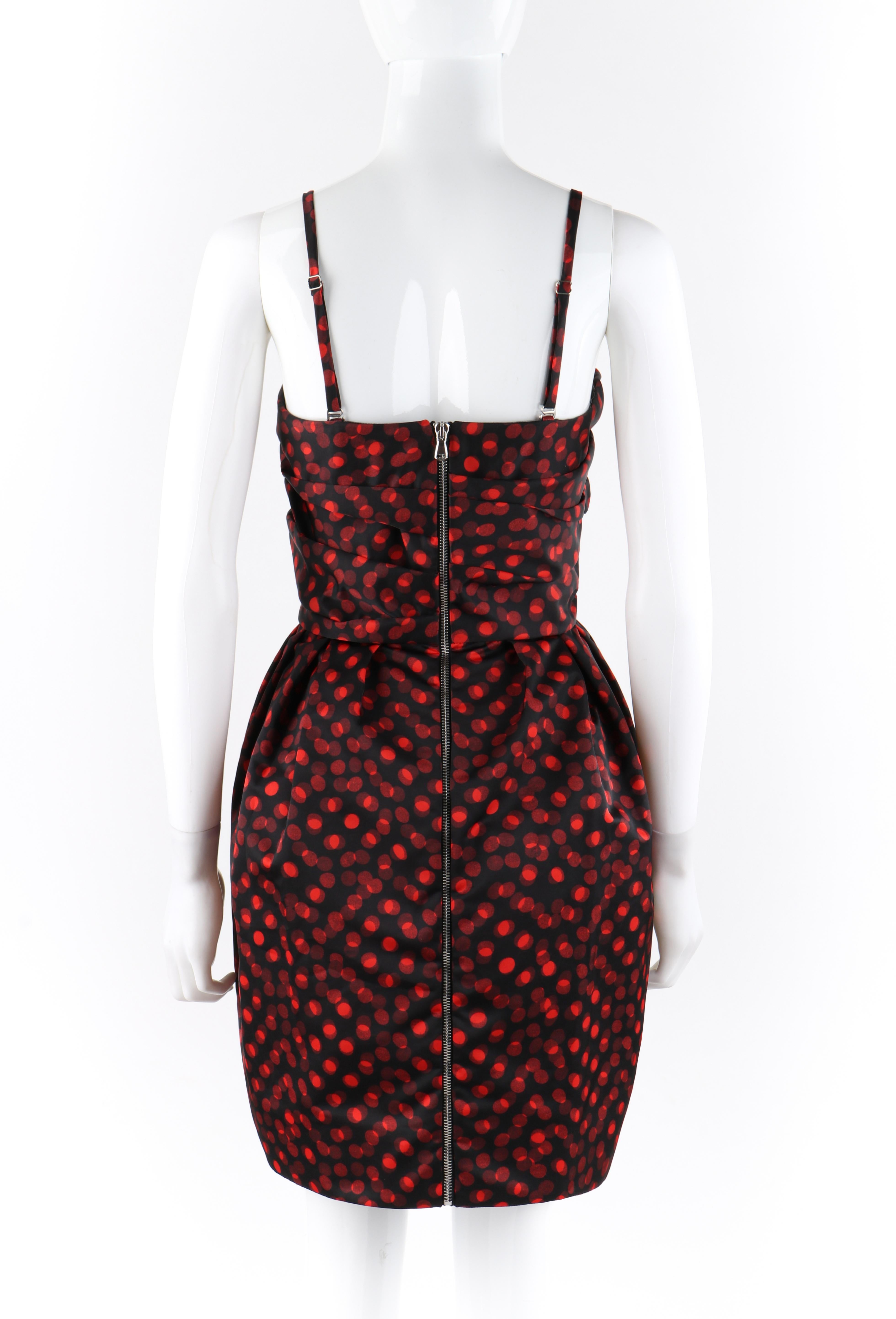 ALEXANDER McQUEEN McQ S/S 2016 Red Black Polka Dot Print Bubble Sleeveless Dress In Excellent Condition In Thiensville, WI