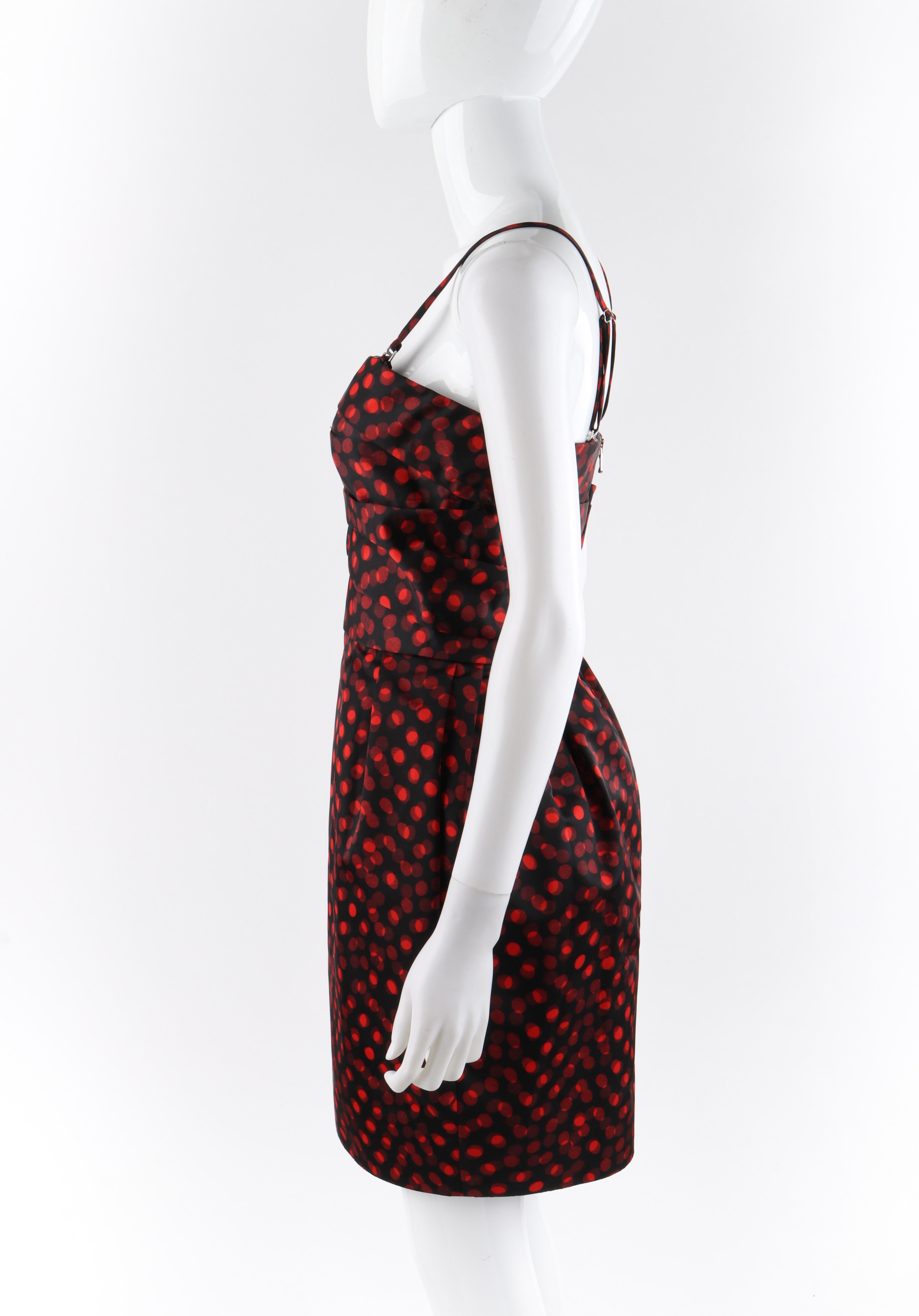 Women's ALEXANDER McQUEEN McQ S/S 2016 Red Black Polka Dot Print Bubble Sleeveless Dress