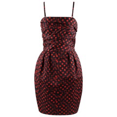 ALEXANDER McQUEEN McQ S/S 2016 Rot Schwarz Polka Dot Druck Blase Ärmelloses Kleid