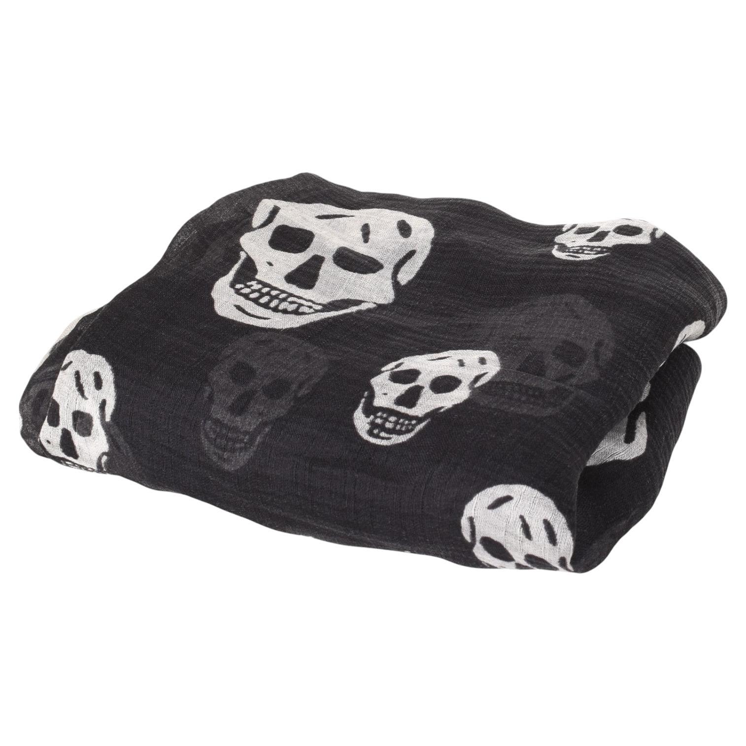 Alexander Mcqueen Men Scarf Silk Skull Unisex Summer One Size, S1433 For Sale