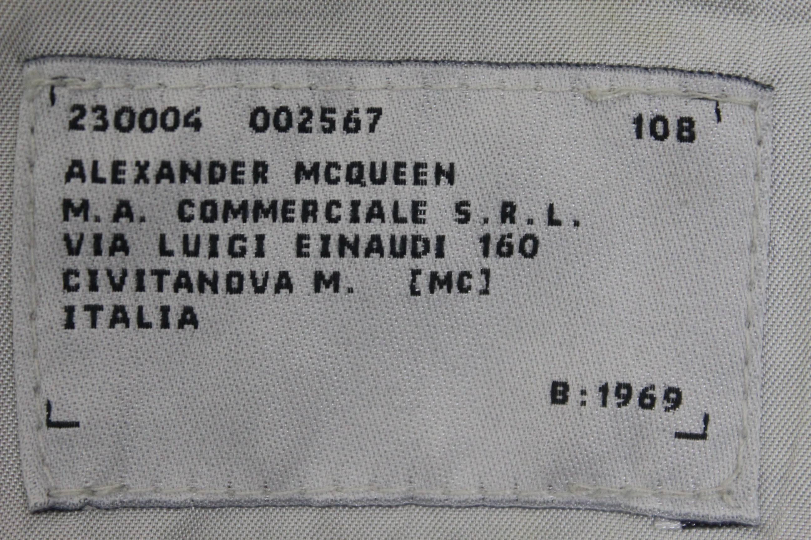 Alexander McQueen Mens 1996 Collection Jacket with Date of Birth Label For Sale 1