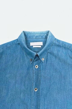 Chemise en jean à manches courtes bleue Alexander McQueen pour homme, taille IT52 L