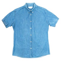 Chemise en jean à manches courtes bleue Alexander McQueen pour homme, taille IT52 L