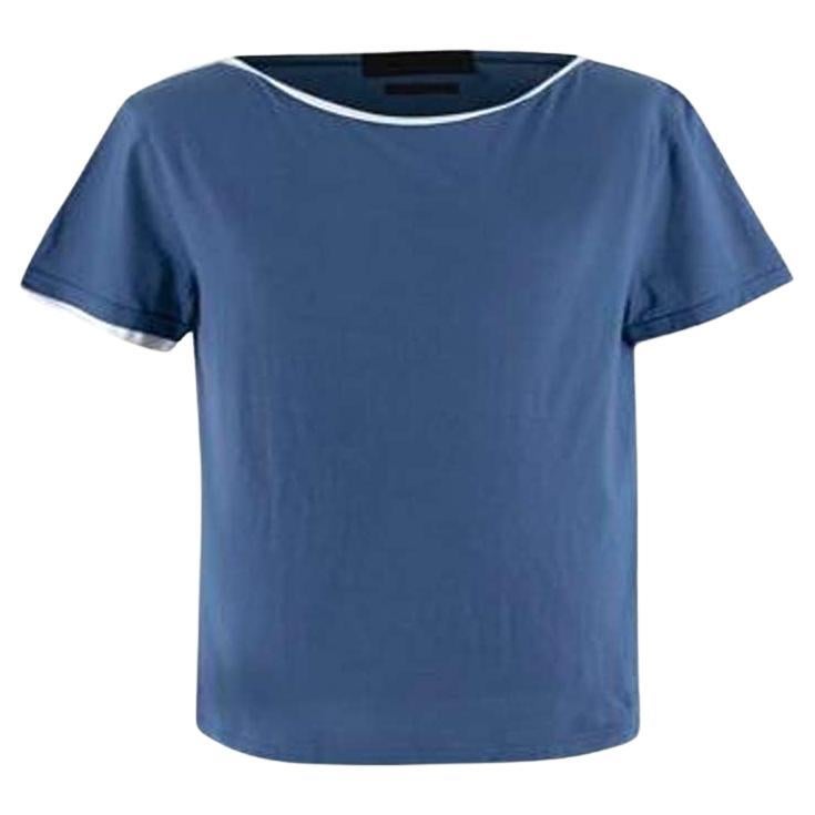 Alexander McQueen Mens Blue & White Cotton T-shirt For Sale